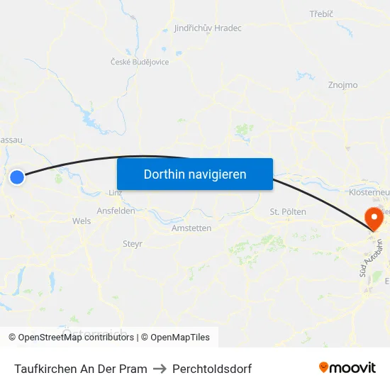 Taufkirchen An Der Pram to Perchtoldsdorf map
