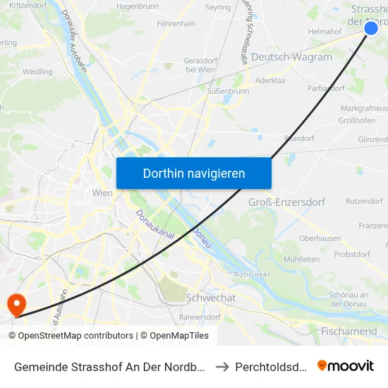 Gemeinde Strasshof An Der Nordbahn to Perchtoldsdorf map