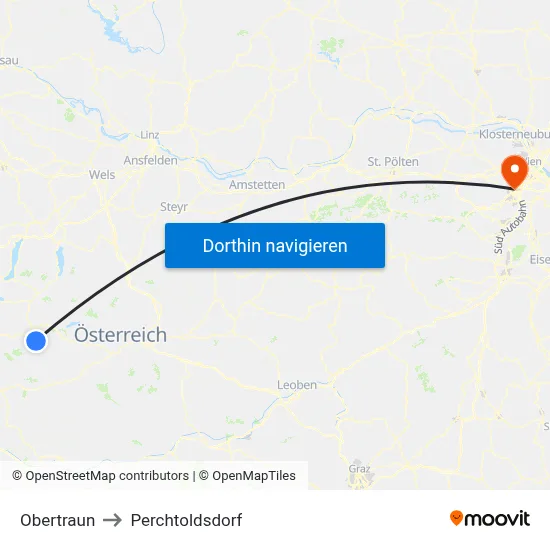 Obertraun to Perchtoldsdorf map