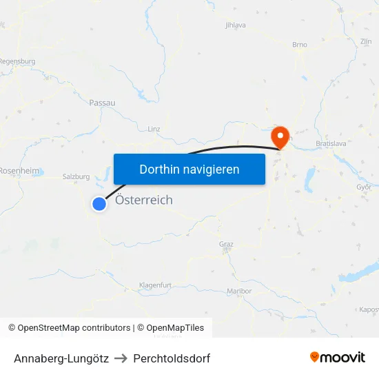 Annaberg-Lungötz to Perchtoldsdorf map
