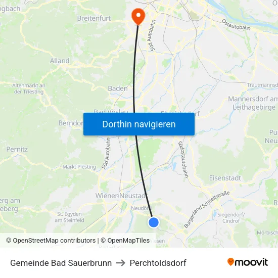 Gemeinde Bad Sauerbrunn to Perchtoldsdorf map