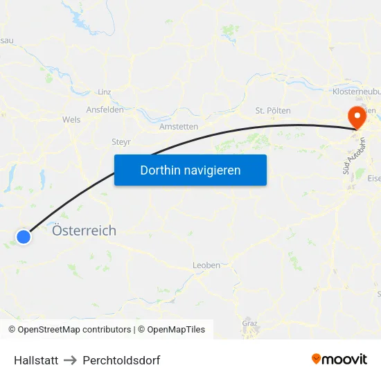 Hallstatt to Perchtoldsdorf map