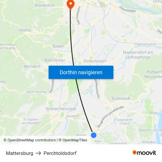 Mattersburg to Perchtoldsdorf map