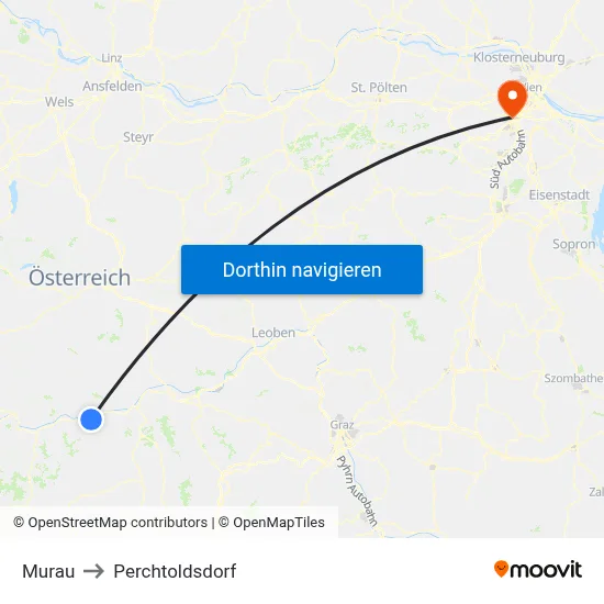 Murau to Perchtoldsdorf map