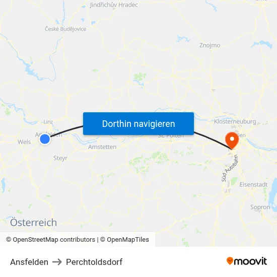 Ansfelden to Perchtoldsdorf map