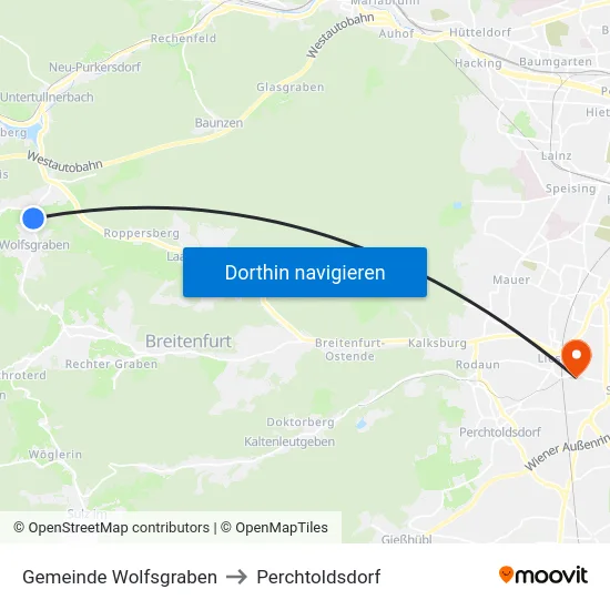 Gemeinde Wolfsgraben to Perchtoldsdorf map