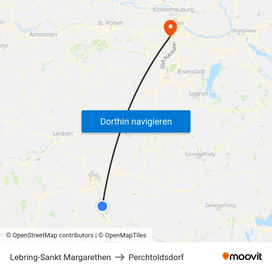 Lebring-Sankt Margarethen to Perchtoldsdorf map