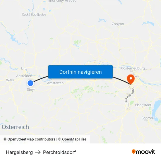 Hargelsberg to Perchtoldsdorf map