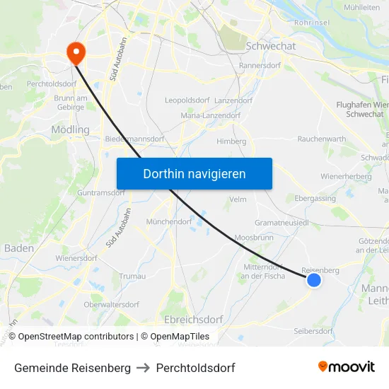 Gemeinde Reisenberg to Perchtoldsdorf map