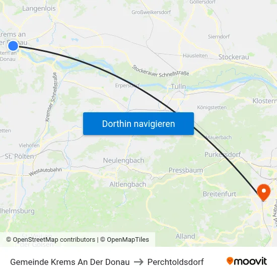 Gemeinde Krems An Der Donau to Perchtoldsdorf map