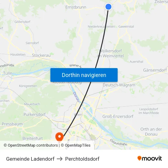 Gemeinde Ladendorf to Perchtoldsdorf map