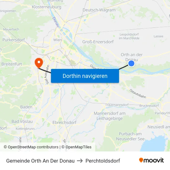 Gemeinde Orth An Der Donau to Perchtoldsdorf map