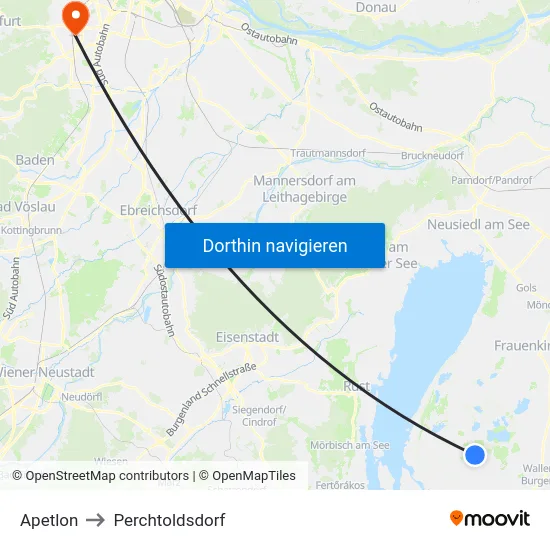 Apetlon to Perchtoldsdorf map