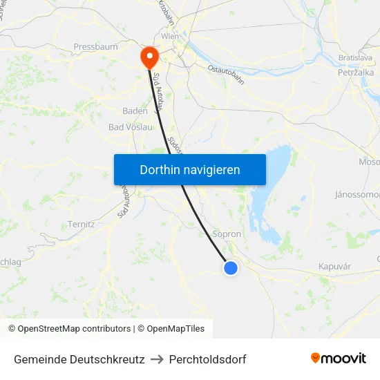 Gemeinde Deutschkreutz to Perchtoldsdorf map
