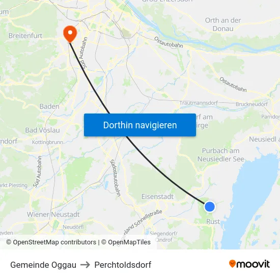 Gemeinde Oggau to Perchtoldsdorf map