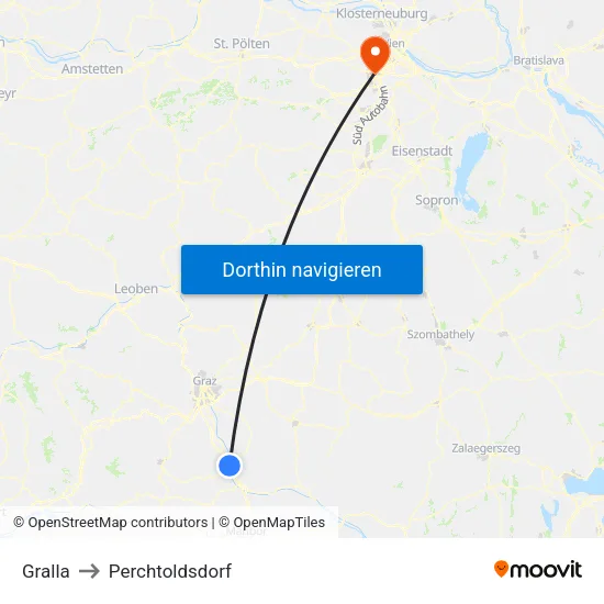 Gralla to Perchtoldsdorf map