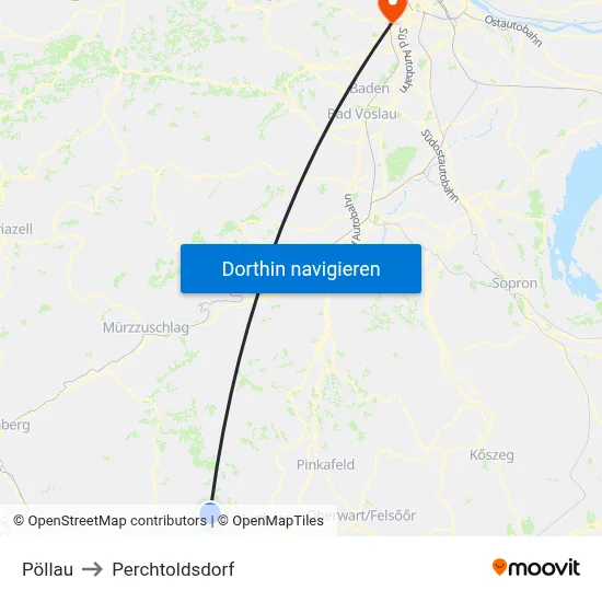 Pöllau to Perchtoldsdorf map