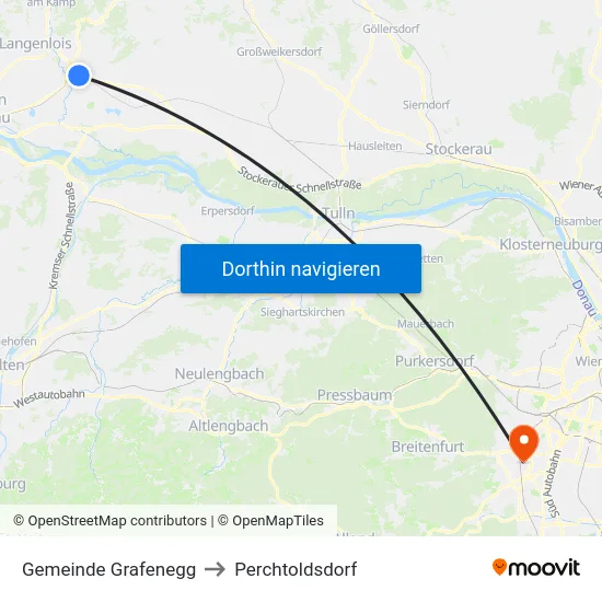 Gemeinde Grafenegg to Perchtoldsdorf map