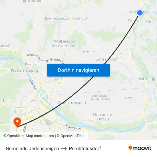 Gemeinde Jedenspeigen to Perchtoldsdorf map