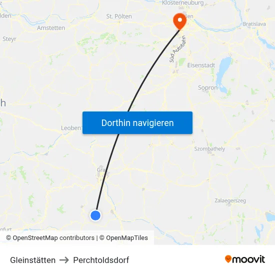 Gleinstätten to Perchtoldsdorf map