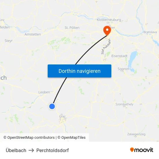 Übelbach to Perchtoldsdorf map