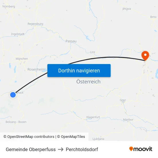 Gemeinde Oberperfuss to Perchtoldsdorf map