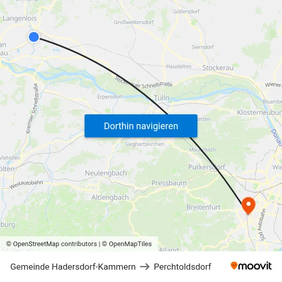 Gemeinde Hadersdorf-Kammern to Perchtoldsdorf map