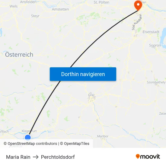 Maria Rain to Perchtoldsdorf map