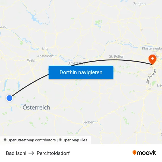 Bad Ischl to Perchtoldsdorf map