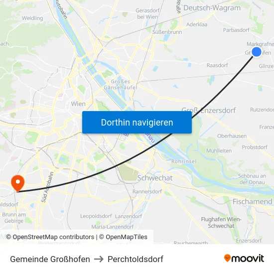 Gemeinde Großhofen to Perchtoldsdorf map