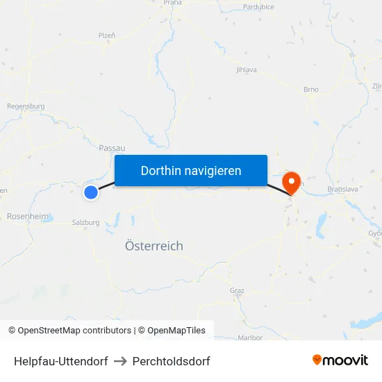 Helpfau-Uttendorf to Perchtoldsdorf map