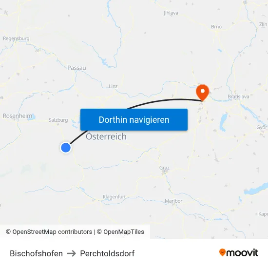 Bischofshofen to Perchtoldsdorf map