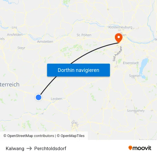 Kalwang to Perchtoldsdorf map