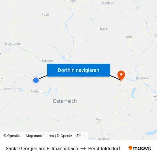 Sankt Georgen am Fillmannsbach to Perchtoldsdorf map