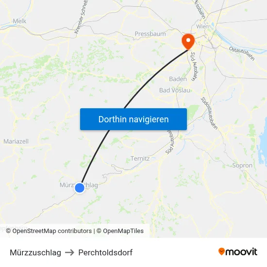 Mürzzuschlag to Perchtoldsdorf map