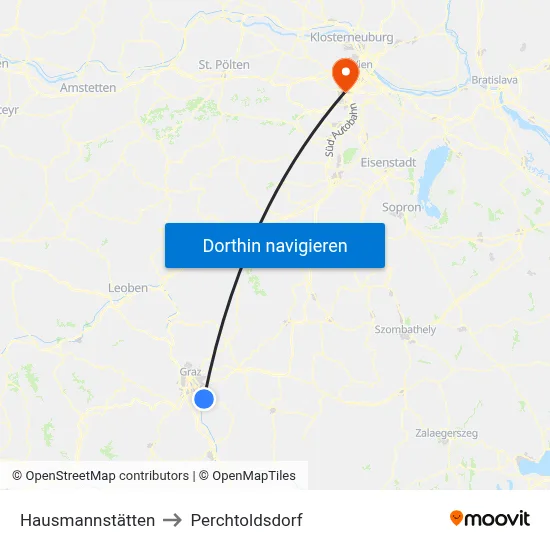 Hausmannstätten to Perchtoldsdorf map