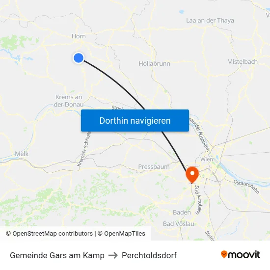 Gemeinde Gars am Kamp to Perchtoldsdorf map