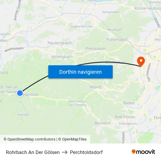 Rohrbach An Der Gölsen to Perchtoldsdorf map