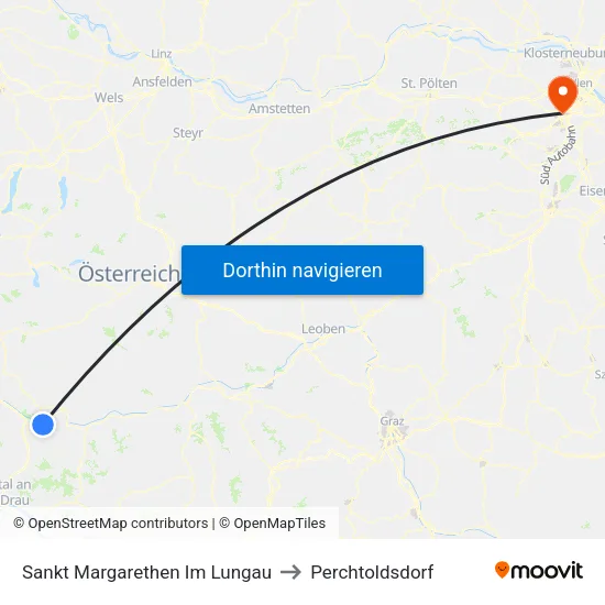 Sankt Margarethen Im Lungau to Perchtoldsdorf map