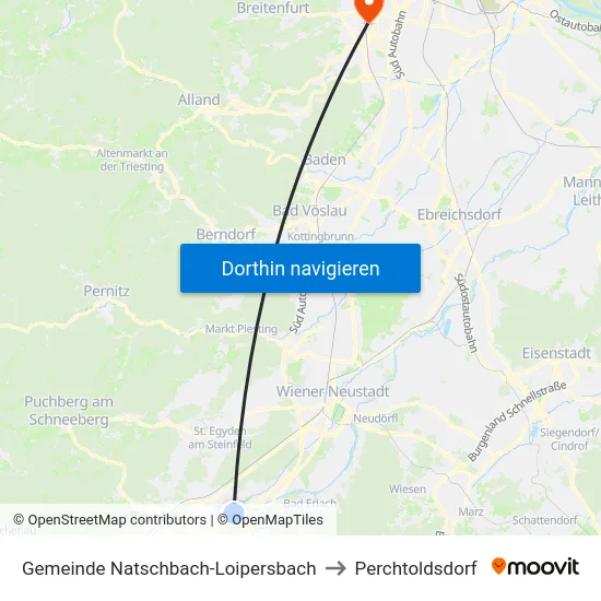 Gemeinde Natschbach-Loipersbach to Perchtoldsdorf map