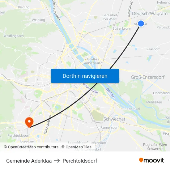 Gemeinde Aderklaa to Perchtoldsdorf map