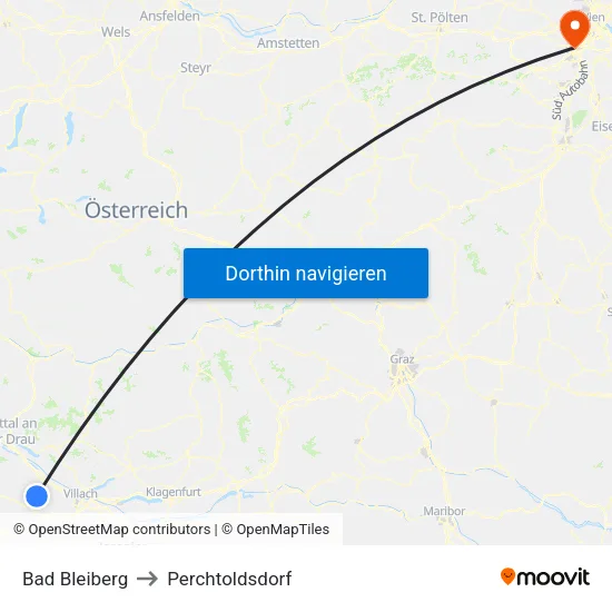 Bad Bleiberg to Perchtoldsdorf map