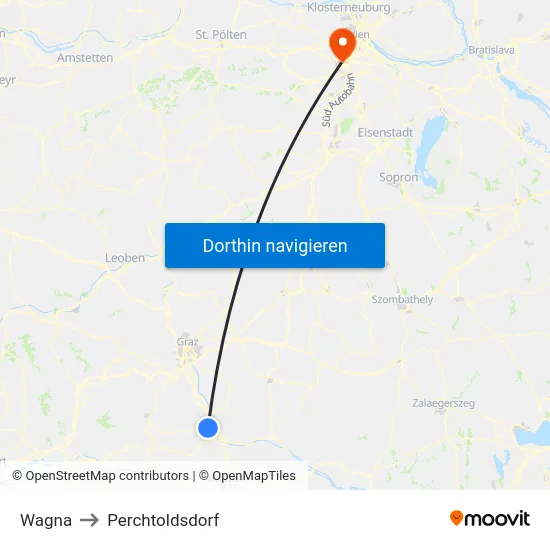 Wagna to Perchtoldsdorf map