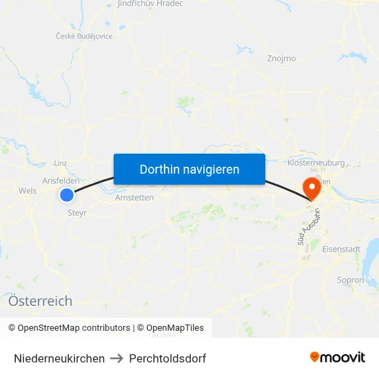 Niederneukirchen to Perchtoldsdorf map