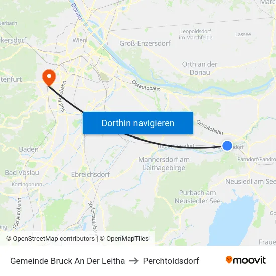 Gemeinde Bruck An Der Leitha to Perchtoldsdorf map