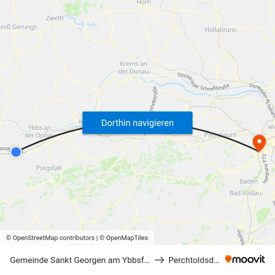 Gemeinde Sankt Georgen am Ybbsfelde to Perchtoldsdorf map