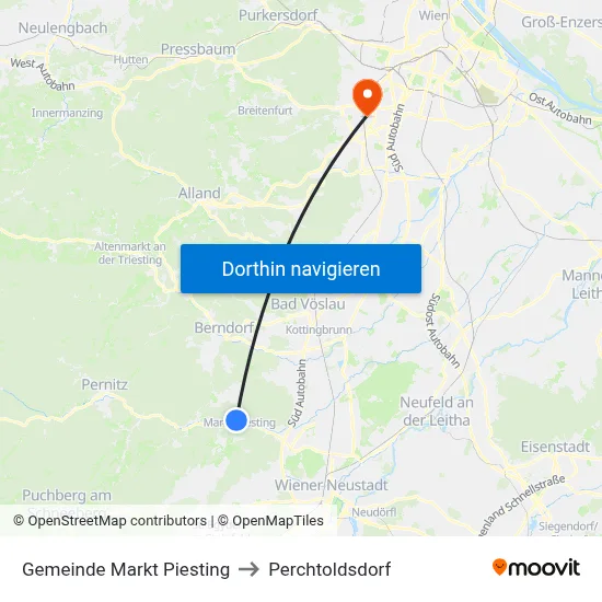 Gemeinde Markt Piesting to Perchtoldsdorf map