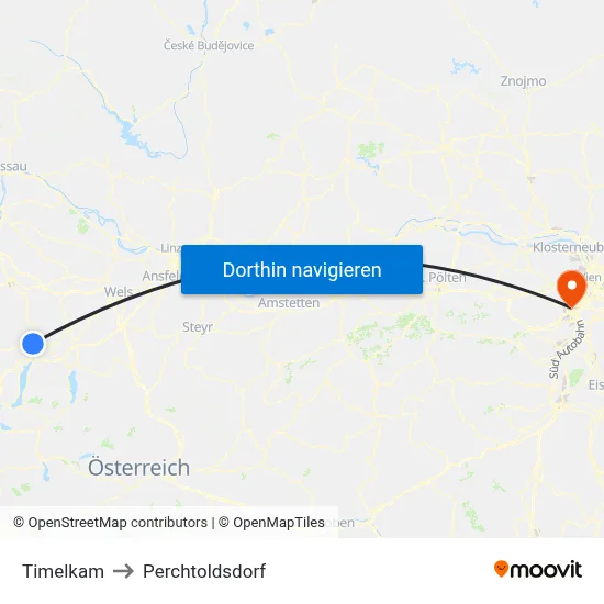 Timelkam to Perchtoldsdorf map