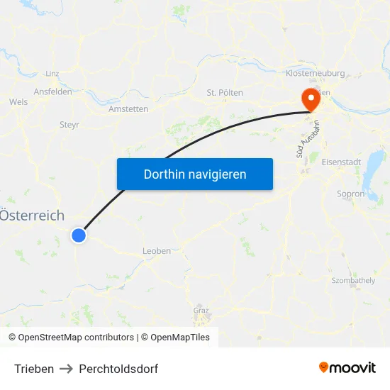 Trieben to Perchtoldsdorf map