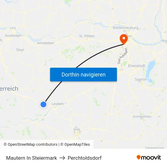 Mautern In Steiermark to Perchtoldsdorf map